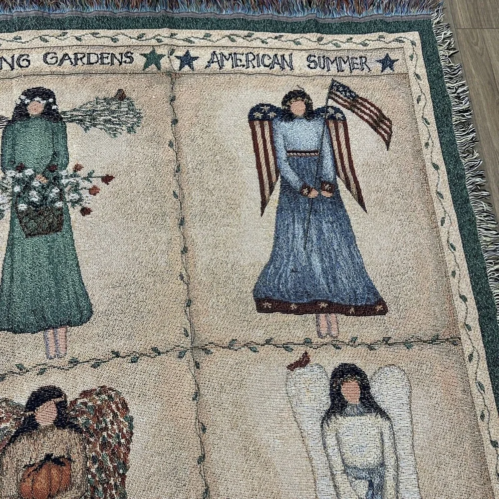 Angels of the SEASONS Tapestry Throw New Washable‎ artist Cindy Shamp made USA